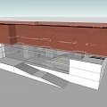 Modern Architectural Design With Red Facade Cantilever Structure And White Base Stairs