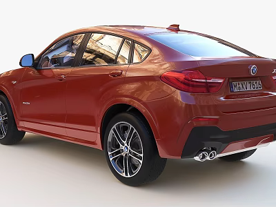 Red SUV Coupe Car Rear Exterior View With Sporty Alloy Wheels And Tail Lights 3d model