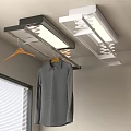Modern Black And White Ceiling Mounted Clothes Hanger With LED Light And Hanging Shirt
