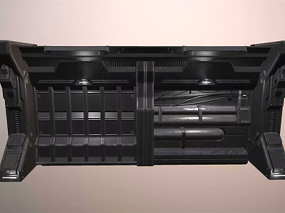 Black Plastic Mechanical Component Featuring Grille Design Grooves And Supporting Structures 3d model