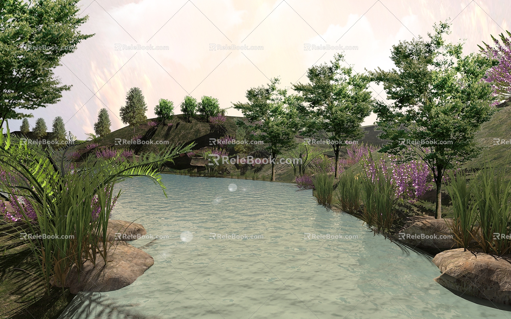 Water Lake effect drawing 3d model