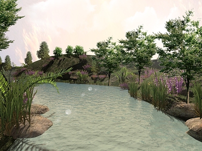 Water Lake effect drawing 3d model