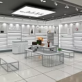 Modern Shoe Retail Store in Mall with White Walls Display Shelves and Lighting