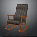 Modern Rocking Chair With Wooden Frame And Gray Stitched Cushion