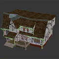 Traditional Wooden House Featuring Red Tiled Roof White Exterior And Front Porch With Steps