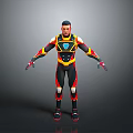 Colorful Sci Fi Character Creature Featuring Black Red Yellow Armor And Blue Chest Symbol