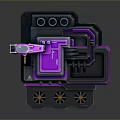 Futuristic Purple And Gray Metallic Mechanical Structure With Tower Platform Gear Like Elements