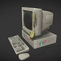 Vintage Computer Setup With Monitor Case Keyboard Mouse Stickers Sticky Notes NASA 7UP Logos