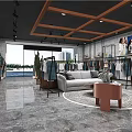 SUPLIM Modern Clothing Store With Glass Facade Displayed Clothes And Interior Layout