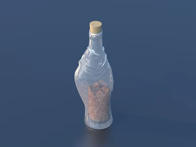 Transparent Bottle With Wooden Cap Holding Red Granules For Daily Necessities 3d model