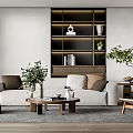 Quiet sofa tea table combination 3d model