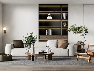 Quiet sofa tea table combination 3d model