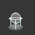 Vintage Carved Globe Sculpture With Ornate Metal Stand And Textured Surface