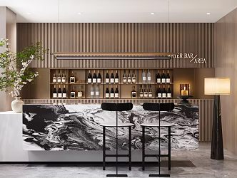 Modern Sales Office Sales Office Water Bar Area Sales Office Water Bar Counter Bar Stool Light Luxury Wine Rack Wine Cabinet Floriculture Flower Vase 3d model