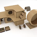 Wooden Pet Toys Multi Level Design With Stairs Tunnel Platforms And Scratching Posts For Cats