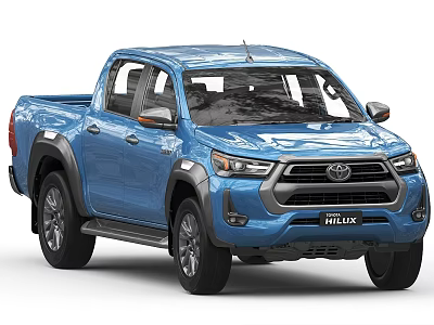 Toyota Hilux Blue Pickup Truck With Modern Exterior Design And Front Grille 3d model