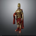 Man in Golden Traditional Attire with Red Cloak and Ornate Headdress