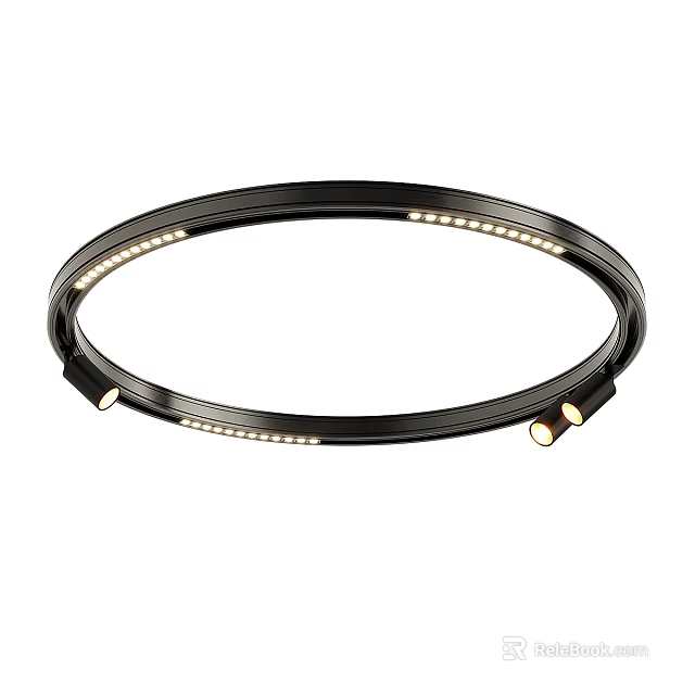 Black Frame Ring Light with LED Bulbs for Studio Photography and Videography 3d model 