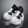Stylish Black And White Shoes With Thick Sole And Unique Strap Design For Daily Wear