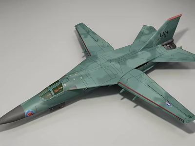 Green Camouflage Fighter Jet With Sharp Nose Twin Tail Fins And Detailed Design 3d model
