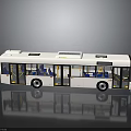 Modern White Public Transport Bus With Blue Seats And Large Windows