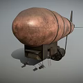 Vintage Copper Airship With Metal Stripes Ladder And Wheels Retro Design Details