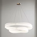 Modern Stylish Chandelier With Circular White Acrylic Shades And Metal Hanging Wires For Interior Design
