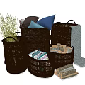 Woven Storage Baskets for Organizing Books Blankets Pillows and Plants at Home