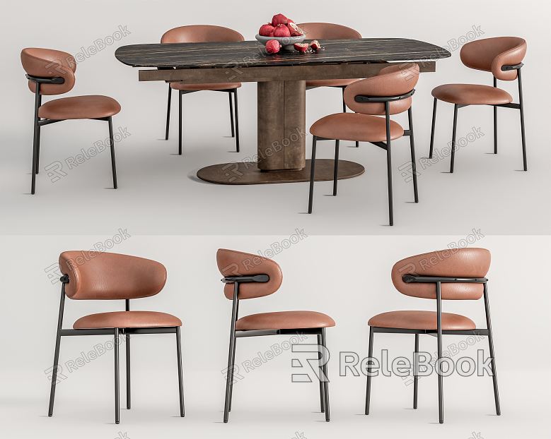 Modern Dining Table and Chair Combination Leather Single Chair Dining Chair model