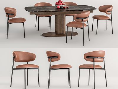 Modern Dining Table and Chair Combination Leather Single Chair Dining Chair model