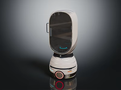 Modern Small Home Robot Featuring Transparent Cover Base Buttons And Indicator Light 3d model