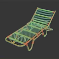 Modern Yellow Wicker Lounge Chair With Curved Frame And Weave Design