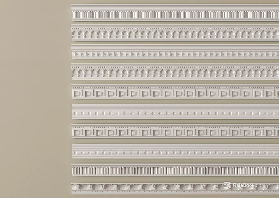 Various Decorative Gypsum Crown Molding Patterns With Elegant Designs For Wall Ceiling Decoration 3d model 