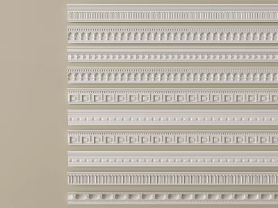 Various Decorative Gypsum Crown Molding Patterns With Elegant Designs For Wall Ceiling Decoration 3d model