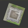 Medieval Brick Tower Architectural Model With Red Top And Green Base