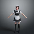 Cute Maid Outfit With Apron Headband And Black White Dress For Daily Use