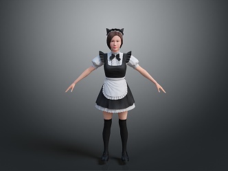 Maid Costume Servant Costume Maid Costume Medieval Maid Costume Fashion Everyday Costume 3d model