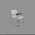 Modern White Office Chair with Metal Frame Armrests and Side Table Design