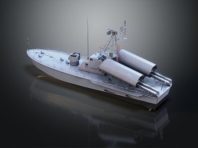 modern warship torpedo boat ship 3d model