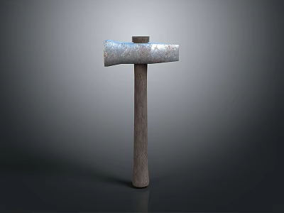 Durable Axe Tool With Metal Head And Wooden Handle In Gray Background 3d model