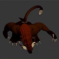 Mythical Creature Character With Red Horns Brown Muscular Body Black Shorts And Tail