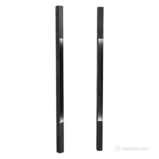 Modern Black Wall Lamp With Vertical Metal Frame And Silver Accent Lighting Design 3d model 