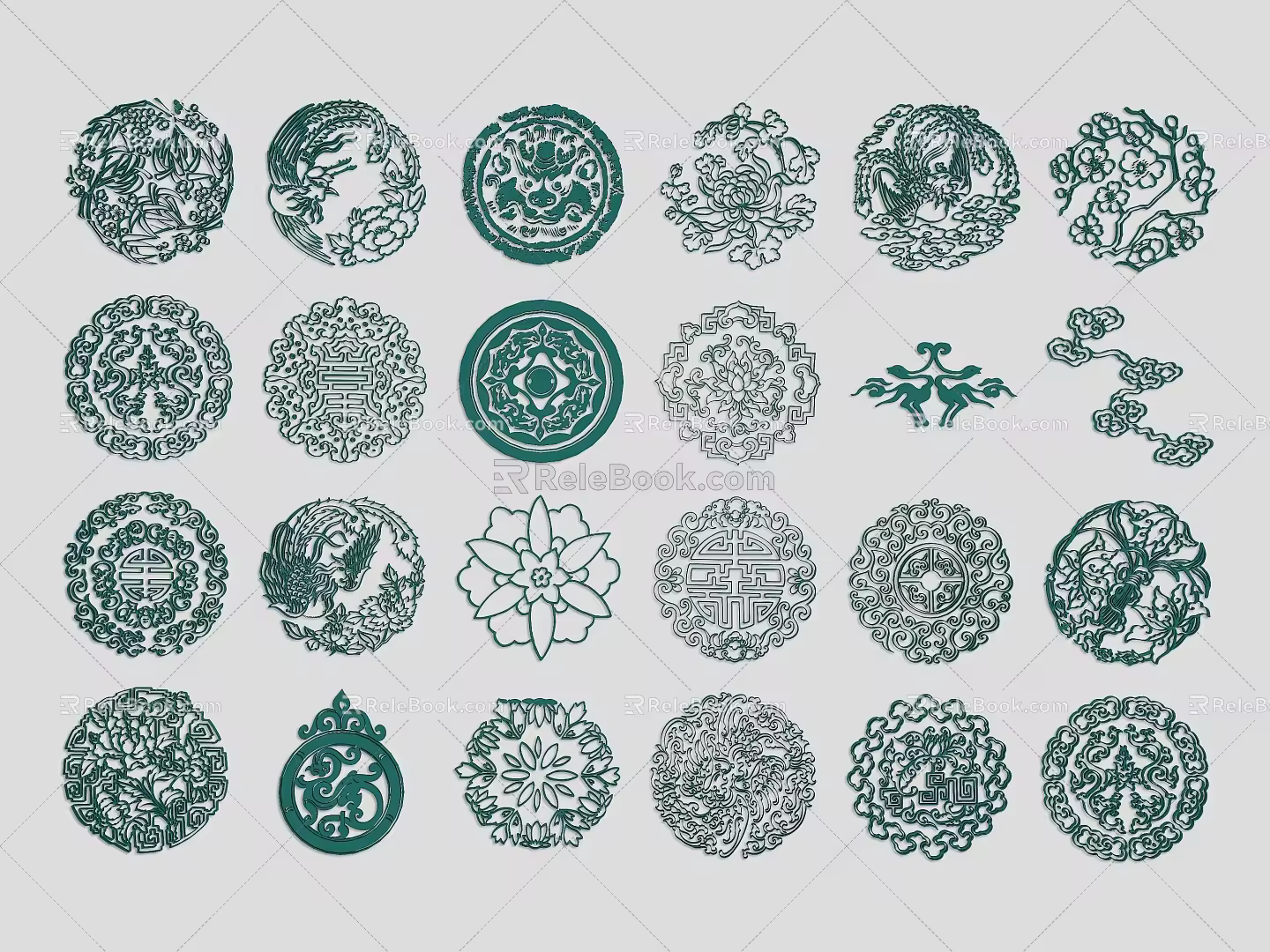 Blue and White Porcelain Blue and White Wall Pattern Printing Background Wallpaper Texture Pattern Classical Texture Carved Blue and White Porcelain Vintage Pattern 3d model