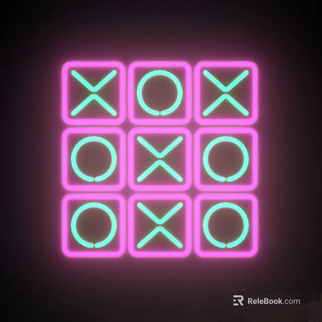 Neon Tic Tac Toe Pattern Decorative Lights with Pink and Cyan Glow 3d model 
