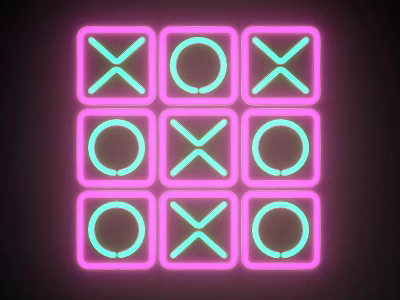 Neon Tic Tac Toe Pattern Decorative Lights with Pink and Cyan Glow 3d model