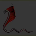 Detailed Mythical Dragon Character With Red Wings And Scaly Serpentine Body