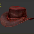 Brown Leather Cowboy Hat With Decorative Band Studs And Buttons