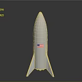 Metallic Silver Rocket Model With American Flag For Space Exploration