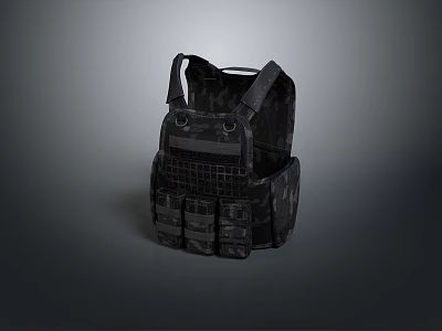 Game Movie Character Tactical Vest With Black Mesh Design And Multiple Pockets 3d model