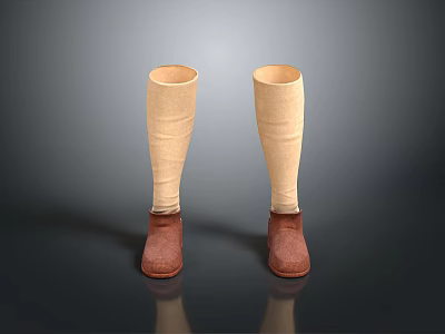 Stylish Brown Shoes with Beige Long Socks Displayed on Dark Background 3d model
